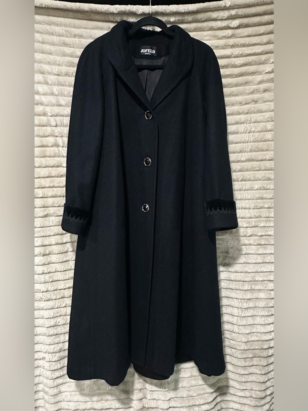 Vintage Jofeld Black wool Trench Coat